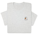 Halloween Ghost T-Shirt with Pumpkin, Cute Spooky Embroidered Tee for Fall & Halloween Season