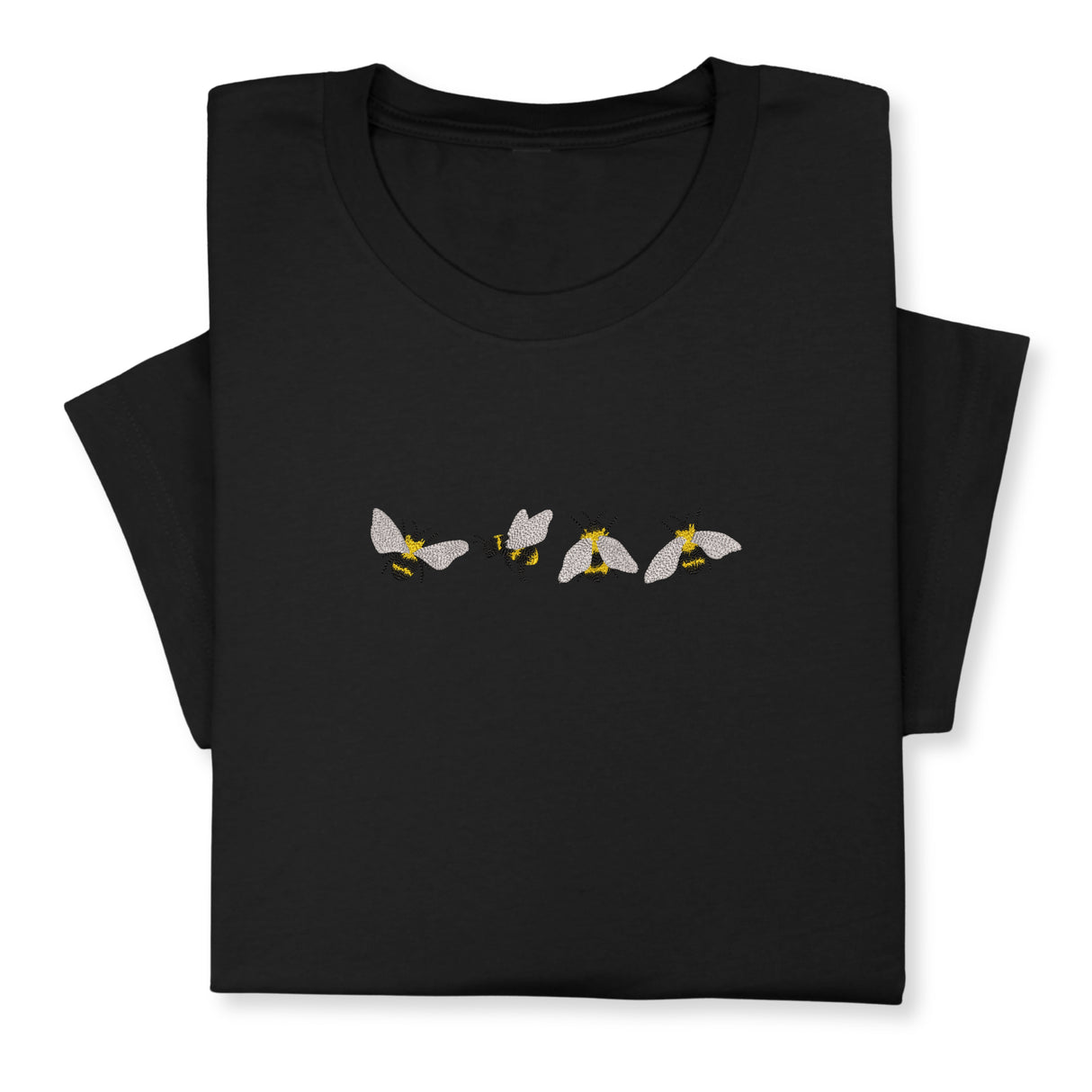 4 Bees Embroidered T-Shirt – Minimalist Insect Shirt, Cute Nature Tee, Bumblebee Lover Gift, Unisex Garden Shirt for Bee Fans & Nature Lovers