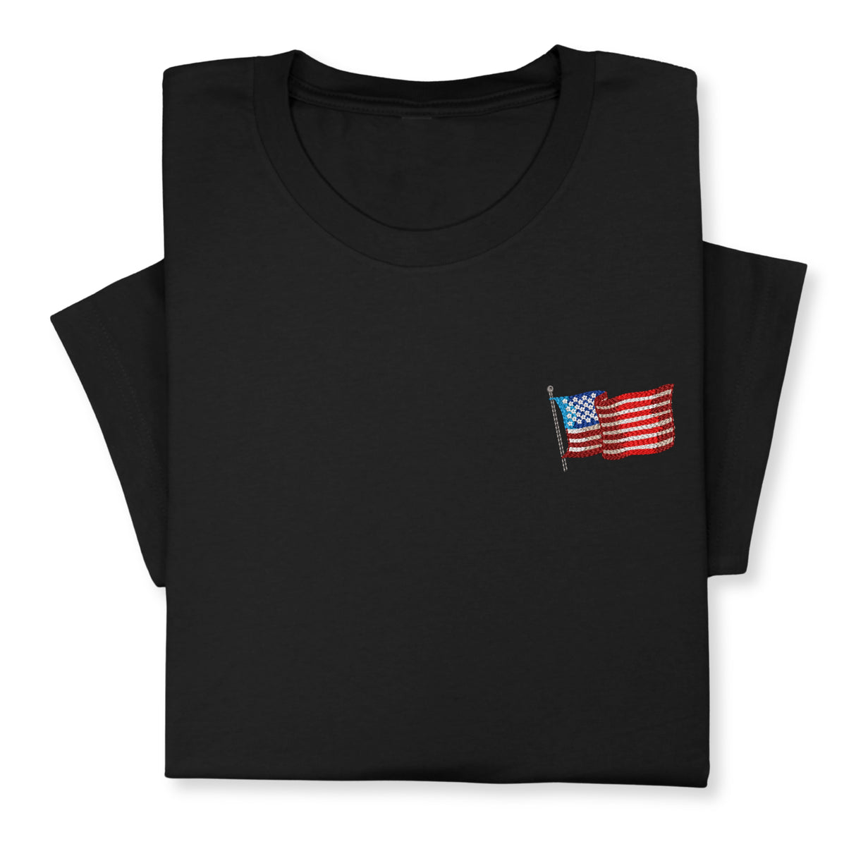 USA Flag Embroidered Tee, Patriotic American T-Shirt for Independence Day, 4th July Gift