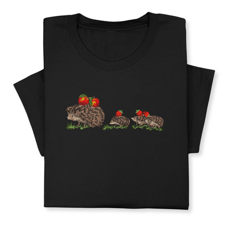 Embroidered Hedgehog Family T-Shirt, Cute Animal Nature Lover Gift