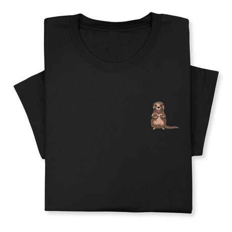 Otter Embroidered T-Shirt, Cute Animal Design Tee, Playful Wildlife Gift, Cozy Nature Inspired Shirt Whimsical Embroidery for Animal Lovers