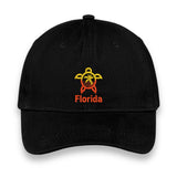 Florida Turtle Embroidered Hat, Sea Life Beach Cap, Unisex Coastal Gift, Vacation Souvenir Baseball Hat, Nature-Inspired Design