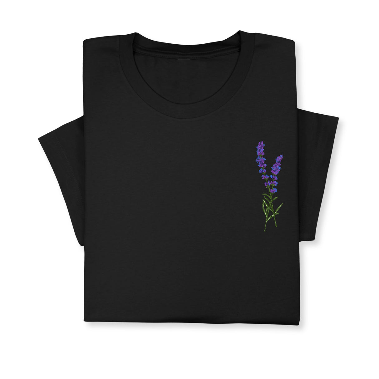 Lavender Embroidered T-Shirt, Minimalist Botanical Shirt, Floral Gift for Her, Nature Inspired Tee, Delicate Flower Embroidery