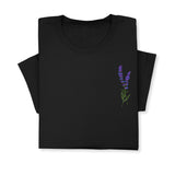 Lavender Embroidered T-Shirt, Minimalist Botanical Shirt, Floral Gift for Her, Nature Inspired Tee, Delicate Flower Embroidery
