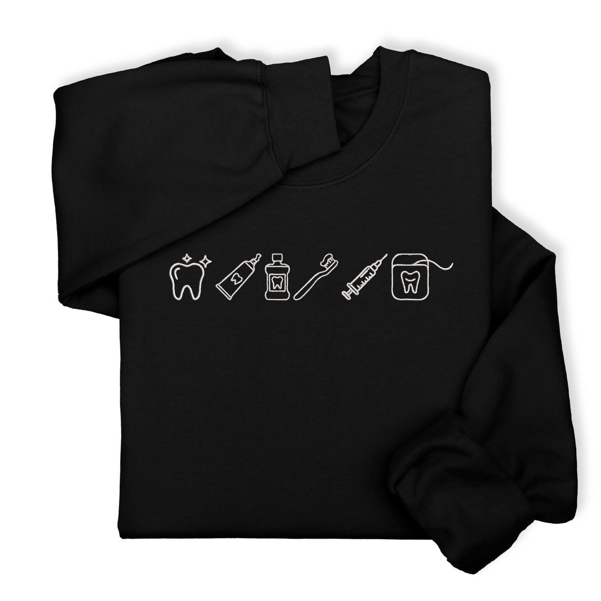 Custom Dental Embroidered Hoodie & Sweatshirt, Tooth Icons Design, Dentist Hygienist Gift, Dental Assistant Unisex Workwear