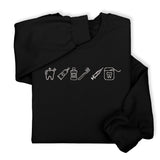 Custom Dental Embroidered Hoodie & Sweatshirt, Tooth Icons Design, Dentist Hygienist Gift, Dental Assistant Unisex Workwear