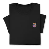 Cute Owl Embroidered T-Shirt, Whimsical Bird Lover Gift, Small Animal Embroidery Tee, Cozy Nature-Inspired Shirt