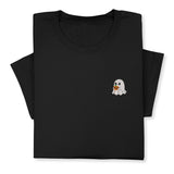 Halloween Ghost T-Shirt with Pumpkin, Cute Spooky Embroidered Tee for Fall & Halloween Season