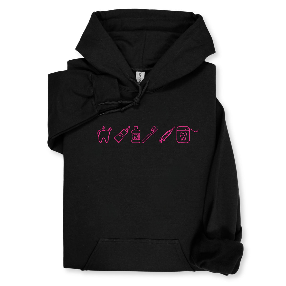 Custom Dental Embroidered Hoodie & Sweatshirt, Tooth Icons Design, Dentist Hygienist Gift, Dental Assistant Unisex Workwear