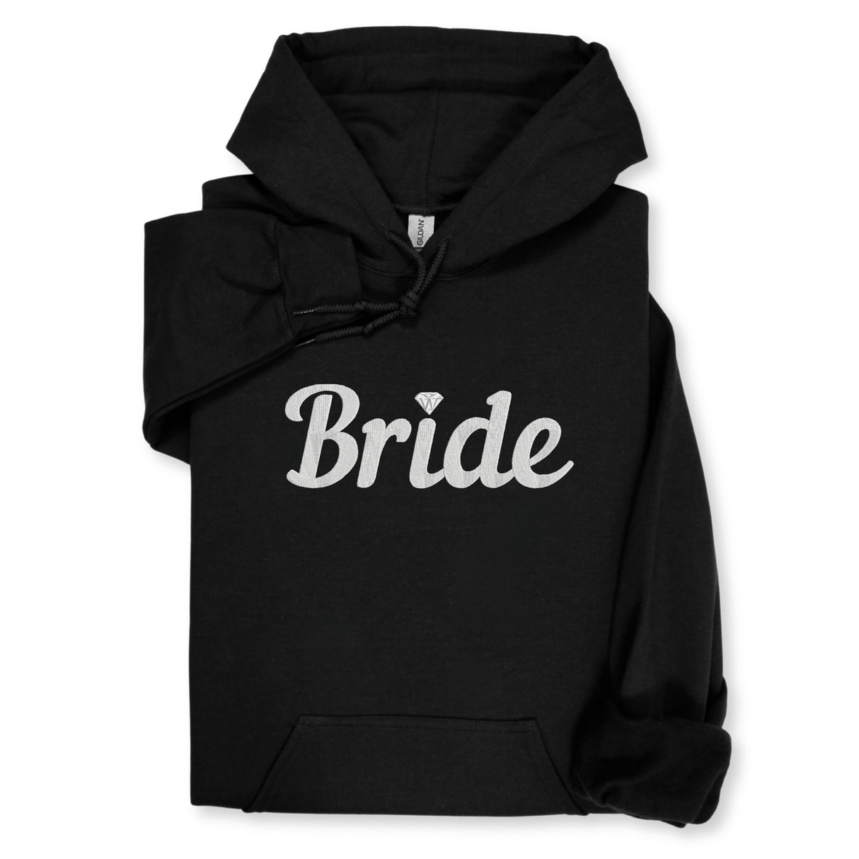 Bride Hoodie & Sweatshirt with Silver Thread Embroidery – Elegant Bridal Pullover, Diamond Detail, Bachelorette Gift, Wedding Morning Outfit