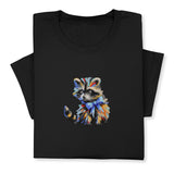 Colorful Raccoon Embroidered T-Shirt, Whimsical Animal Design Tee, Cute Pet Lover Gift, Fun Nature Inspired Shirt, Playful Bowtie Aesthetic