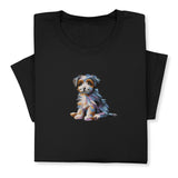 Cute Puppy Embroidered T-Shirt, Colorful Dog Lover Gift, Whimsical Pet Design Tee, Playful Animal Embroidery, Cozy Outfit for Dog