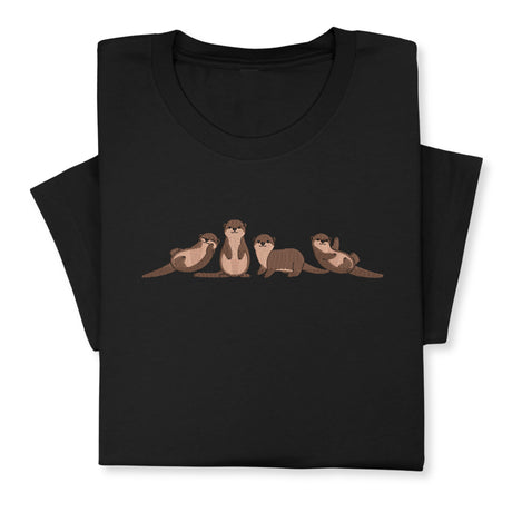 Otters Embroidered T-Shirt, Cute Otters Shirt for Animal Lovers, Playful Wildlife Tee, Nature Inspired Embroidery Gift, Unisex Otter Lover
