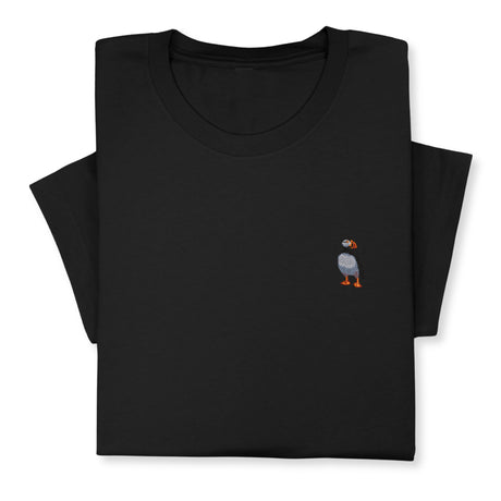 Puffin Embroidered T-Shirt, Cute Seabird Gift for Nature Lover, Minimalist Bird Design, Coastal Wildlife Tee, Nautical Aesthetic Outfit