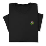 Christmas Bird Embroidered T-Shirt, Festive Robin Tee with Santa Hat, Cute Holiday Nature Shirt, Cozy Minimalist Xmas Gift for Bird Lovers