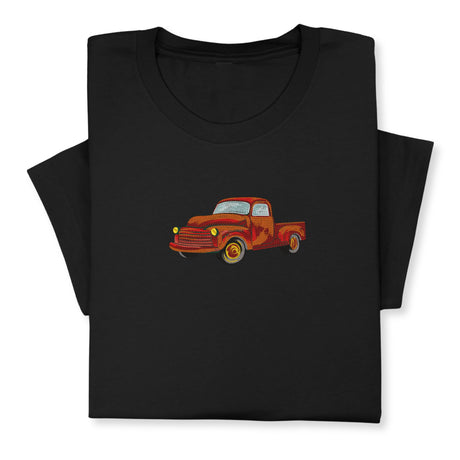 Vintage Pickup Truck Embroidered T-Shirt, Classic Car Tee for Men & Auto Lovers, Rustic Old Truck Shirt, Retro Americana Gift for Him