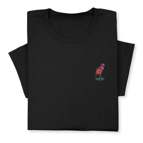 Pink Flamingo Embroidered T-shirt, Embroidered Flamingo T-shirt, Embroidered Bird T-shirt Unisex, Pink Flamingo T-Shirt Gift for Bird Lover!