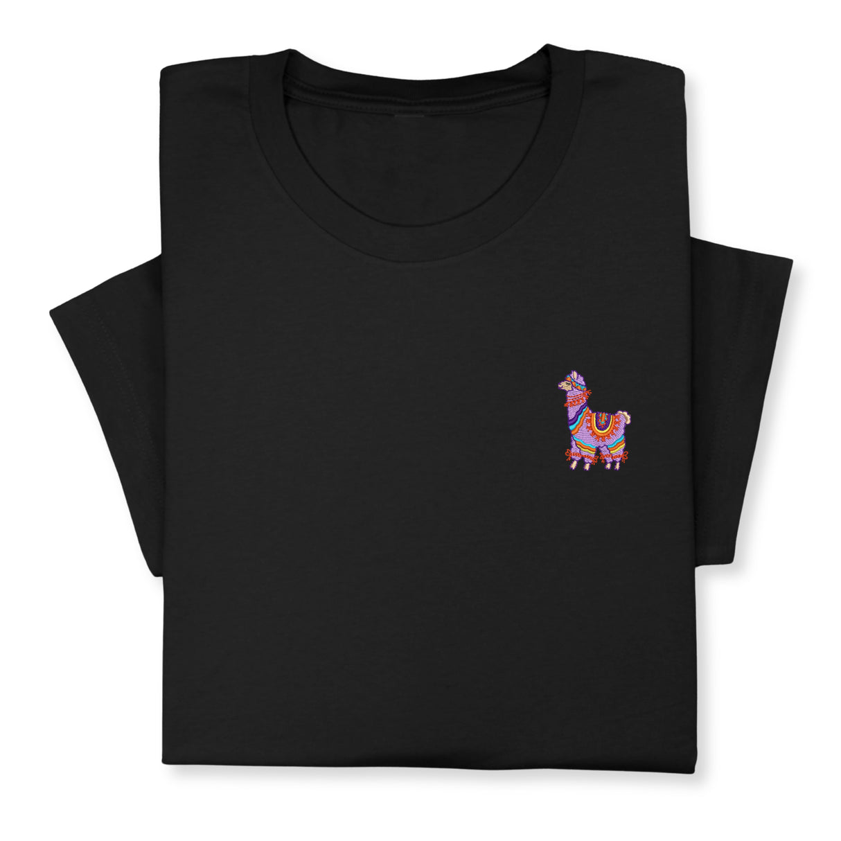 Colorful Llama Embroidered T-Shirt, Cute Alpaca Graphic Tee, Boho Animal Shirt, Fun Andean Wildlife Gift for Her & Him, Festival Style Top