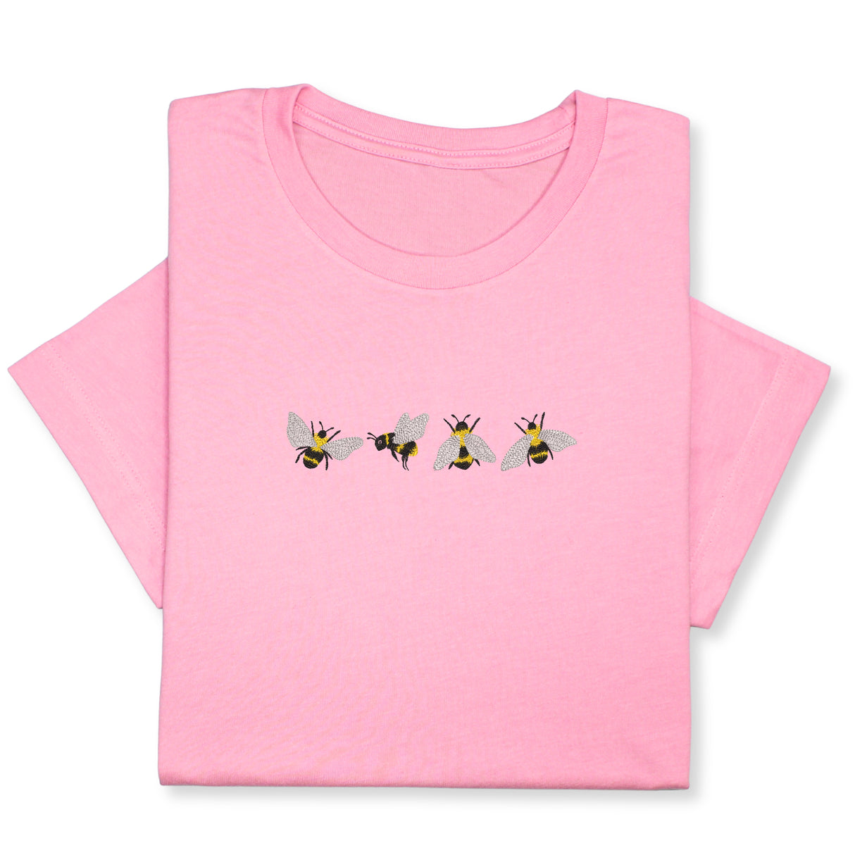 4 Bees Embroidered T-Shirt – Minimalist Insect Shirt, Cute Nature Tee, Bumblebee Lover Gift, Unisex Garden Shirt for Bee Fans & Nature Lovers