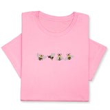 4 Bees Embroidered T-Shirt – Minimalist Insect Shirt, Cute Nature Tee, Bumblebee Lover Gift, Unisex Garden Shirt for Bee Fans & Nature Lovers