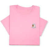 Halloween Ghost T-Shirt with Pumpkin, Cute Spooky Embroidered Tee for Fall & Halloween Season