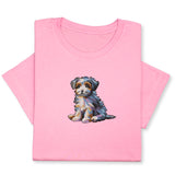 Cute Puppy Embroidered T-Shirt, Colorful Dog Lover Gift, Whimsical Pet Design Tee, Playful Animal Embroidery, Cozy Outfit for Dog
