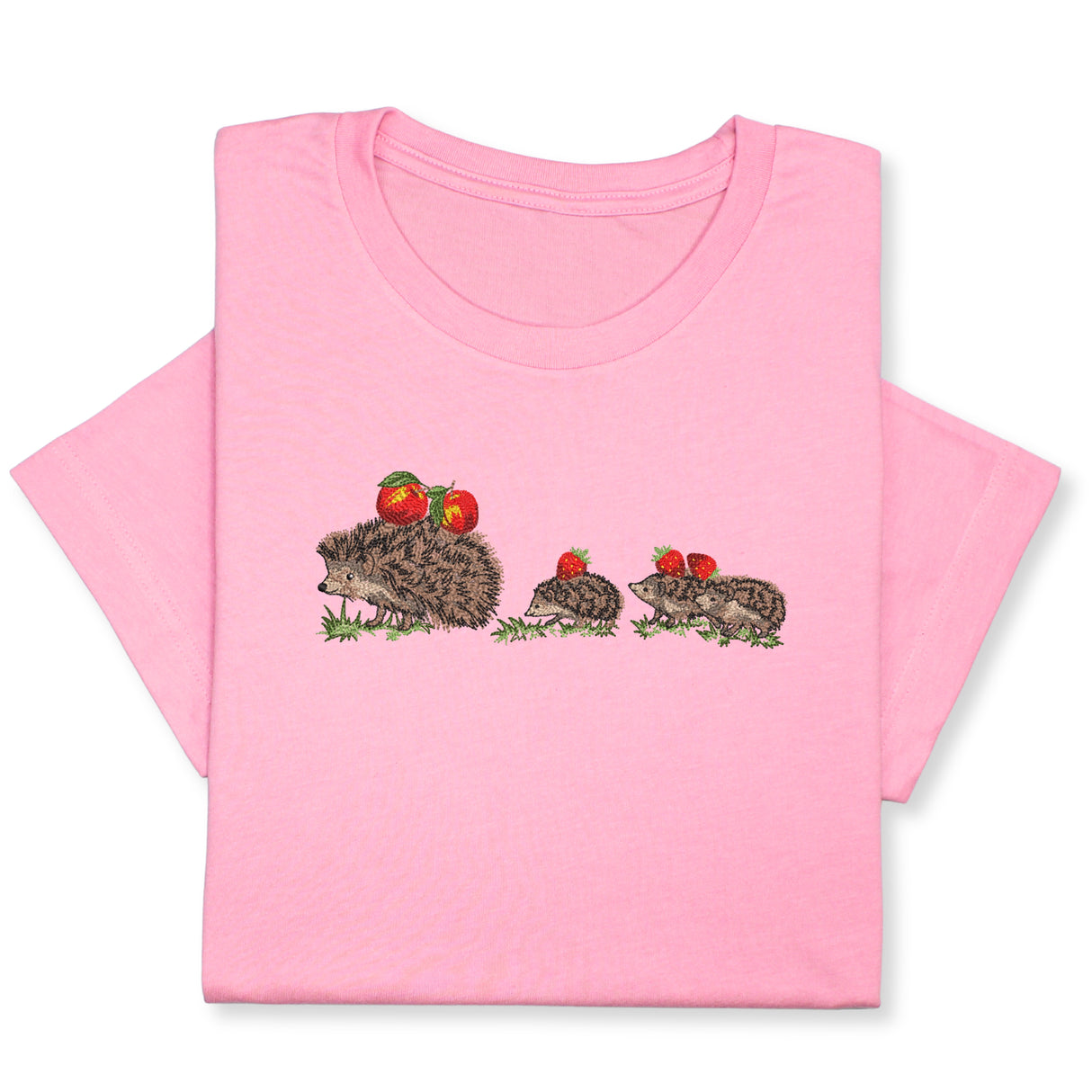 Embroidered Hedgehog Family T-Shirt, Cute Animal Nature Lover Gift