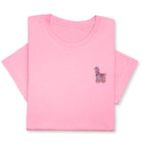Colorful Llama Embroidered T-Shirt, Cute Alpaca Graphic Tee, Boho Animal Shirt, Fun Andean Wildlife Gift for Her & Him, Festival Style Top