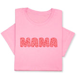 MAMA Print T-Shirt, Bold Red Heart Pattern Design, Cute Graphic Tee for Mom, Mother's Day Gift, Whimsical Mama Shirt for Her