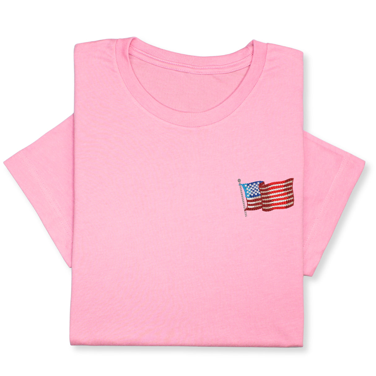 USA Flag Embroidered Tee, Patriotic American T-Shirt for Independence Day, 4th July Gift