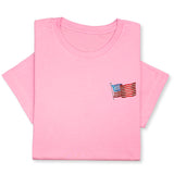 USA Flag Embroidered Tee, Patriotic American T-Shirt for Independence Day, 4th July Gift
