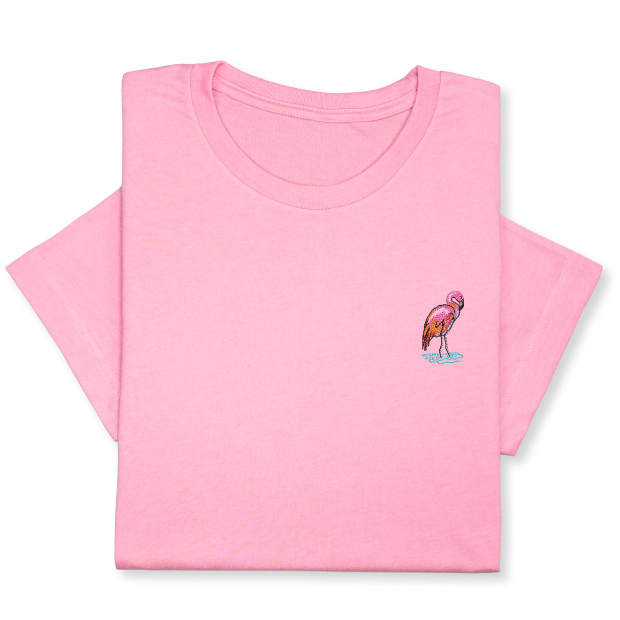 Pink Flamingo Embroidered T-shirt, Embroidered Flamingo T-shirt, Embroidered Bird T-shirt Unisex, Pink Flamingo T-Shirt Gift for Bird Lover!