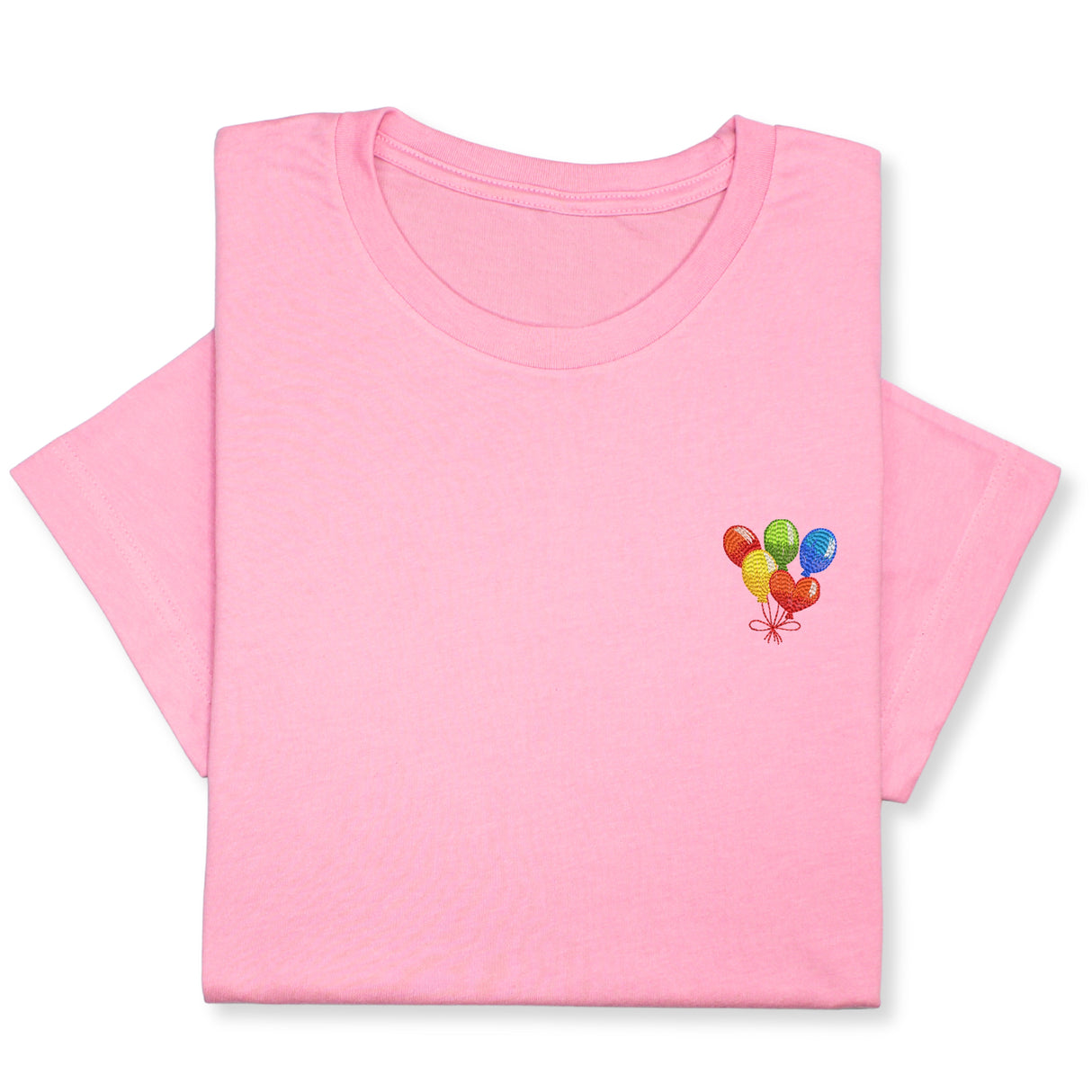 Rainbow Balloons Embroidered T-Shirt, Whimsical Party Tee, Colorful Festive Gift, Birthday Celebration Shirt, Fun Embroidery for All Ages