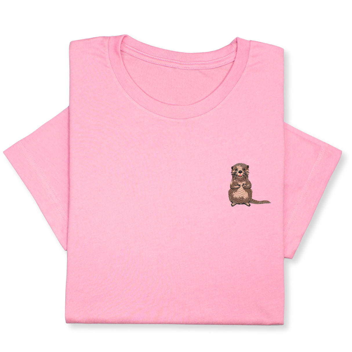 Otter Embroidered T-Shirt, Cute Animal Design Tee, Playful Wildlife Gift, Cozy Nature Inspired Shirt Whimsical Embroidery for Animal Lovers