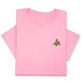 Christmas Bird Embroidered T-Shirt, Festive Robin Tee with Santa Hat, Cute Holiday Nature Shirt, Cozy Minimalist Xmas Gift for Bird Lovers