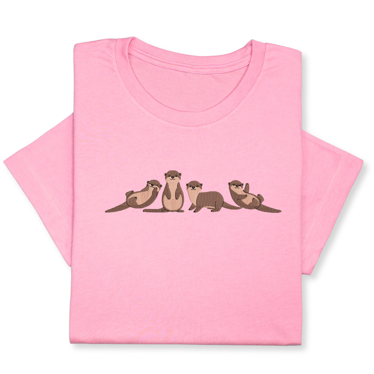 Otters Embroidered T-Shirt, Cute Otters Shirt for Animal Lovers, Playful Wildlife Tee, Nature Inspired Embroidery Gift, Unisex Otter Lover
