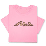 Otters Embroidered T-Shirt, Cute Otters Shirt for Animal Lovers, Playful Wildlife Tee, Nature Inspired Embroidery Gift, Unisex Otter Lover