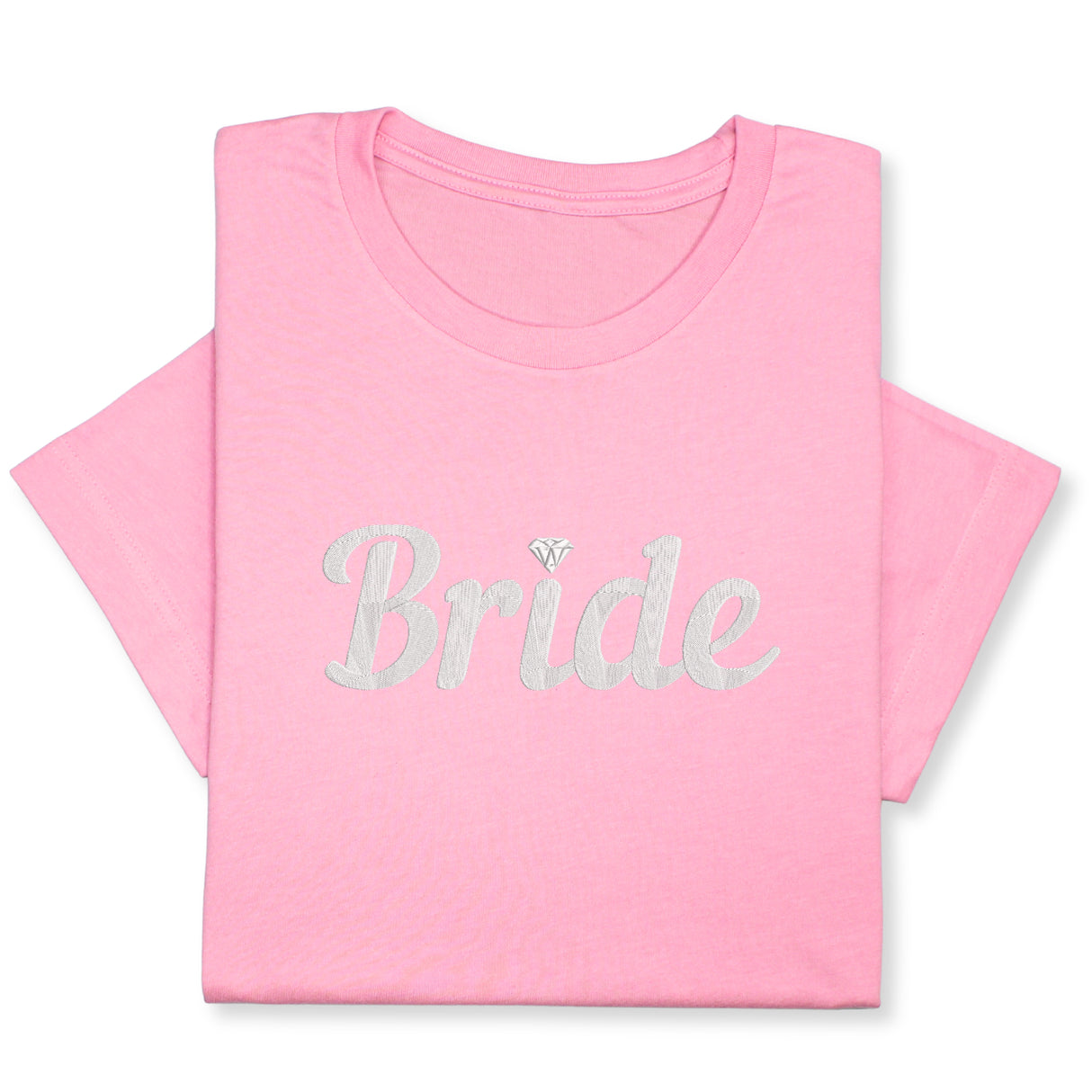 Bride T-Shirt with Silver Embroidery – Elegant Bridal Tee, Diamond Detail, Wedding Morning Shirt, Bachelorette Party Gift, Bride-to-Be Outfit