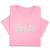 Bride T-Shirt with Silver Embroidery – Elegant Bridal Tee, Diamond Detail, Wedding Morning Shirt, Bachelorette Party Gift, Bride-to-Be Outfit
