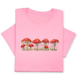 Red Mushrooms Embroidered T-Shirt, Whimsical Amanita Design, Unique Nature-Inspired Tee, Perfect Gift for Mushroom Lovers!