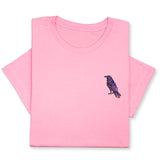Raven Embroidered T-Shirt | Unisex Crewneck Tee | Nature-Inspired Bird Design | Unique Black Raven Gift for Bird Enthusiasts!