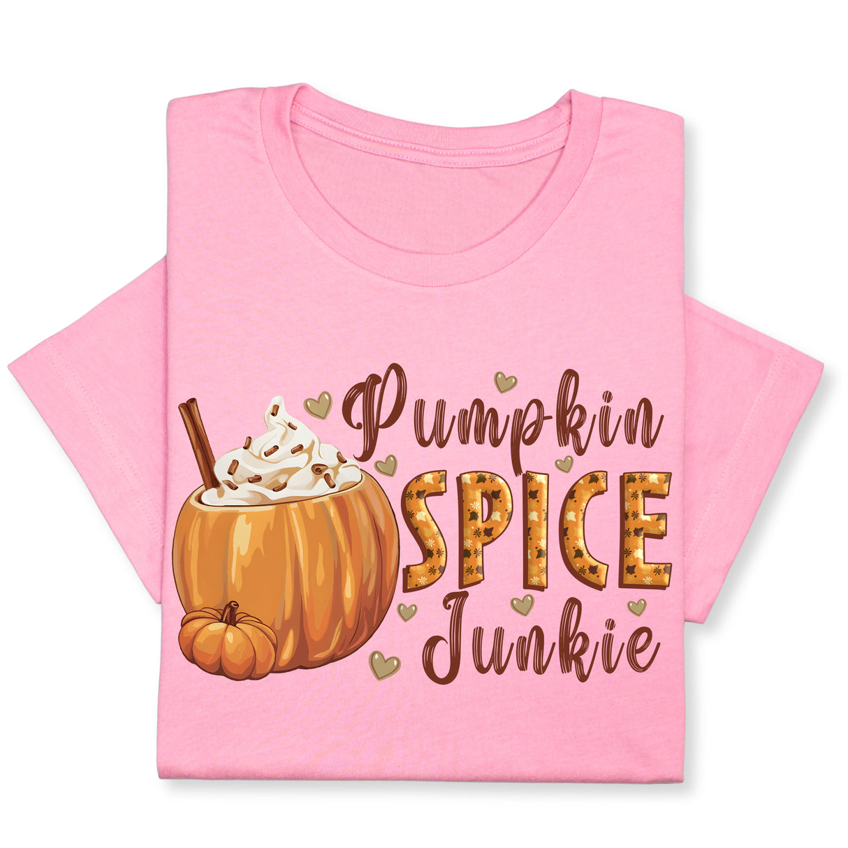 Pumpkin Spice Junkie Fall T-Shirt – Cute Autumn Latte Print, Cozy Pumpkin Drink Tee, Pumpkin Lover Gift, Thanksgiving Season Shirt
