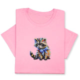 Colorful Raccoon Embroidered T-Shirt, Whimsical Animal Design Tee, Cute Pet Lover Gift, Fun Nature Inspired Shirt, Playful Bowtie Aesthetic
