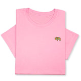 Colorful Bison Embroidered T-Shirt, Boho Western Buffalo Tee, Native American Style Shirt, Cowgirl Gift, Tribal Animal Design