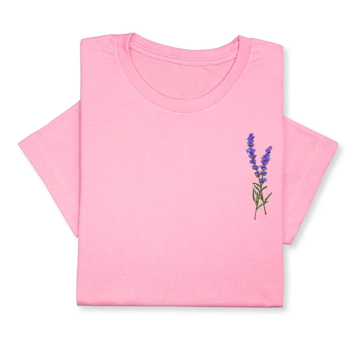 Lavender Embroidered T-Shirt, Minimalist Botanical Shirt, Floral Gift for Her, Nature Inspired Tee, Delicate Flower Embroidery