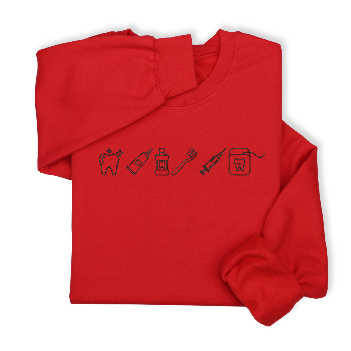 Custom Dental Embroidered Hoodie & Sweatshirt, Tooth Icons Design, Dentist Hygienist Gift, Dental Assistant Unisex Workwear