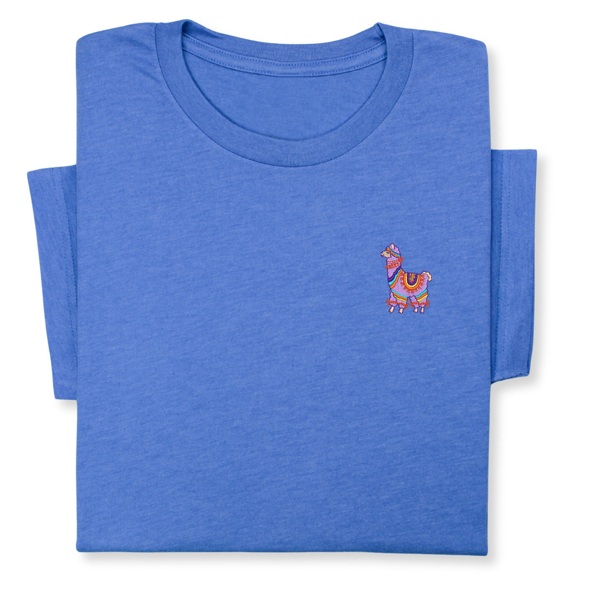 Colorful Llama Embroidered T-Shirt, Cute Alpaca Graphic Tee, Boho Animal Shirt, Fun Andean Wildlife Gift for Her & Him, Festival Style Top