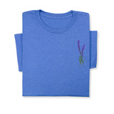 Lavender Embroidered T-Shirt, Minimalist Botanical Shirt, Floral Gift for Her, Nature Inspired Tee, Delicate Flower Embroidery