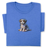 Cute Puppy Embroidered T-Shirt, Colorful Dog Lover Gift, Whimsical Pet Design Tee, Playful Animal Embroidery, Cozy Outfit for Dog