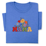 MAMA Floral Embroidered T-Shirt, Retro Flower Design Tee, Colorful Mother's Day Gift, Groovy Mom Shirt, Whimsical Botanical Aesthetic Outfit